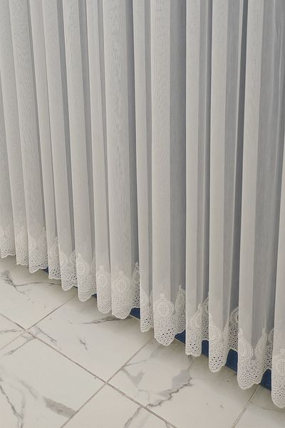 Tül Shop New Season Simple Skirt Embroidered Linen Look Floor Not Want to Iron 1x2 Sparse Pleated Tulle Curtain