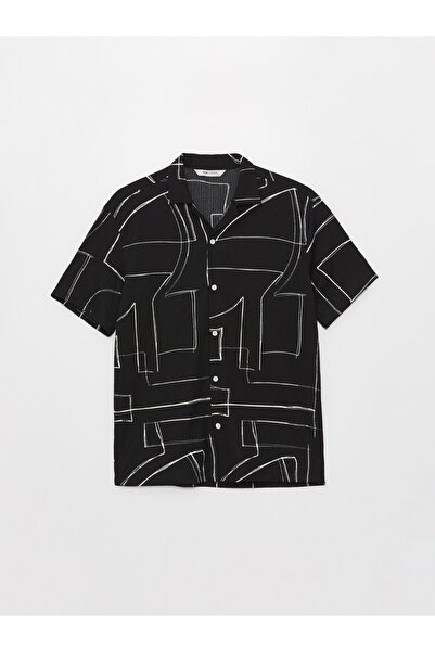 LC Waikiki Gemustertes Herrenhemd mit normaler Passform – kurze Ärmel