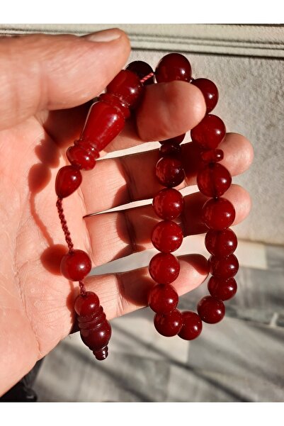 zenaatkar 12mm küre kesim Vişne Kırmızı Osmanlı benzetme 33lük Sıkma Kehribar...