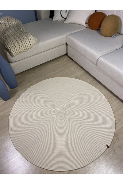 MaVaux KOPYA - Oval Jüt Yuvarlak Hasır Görünümlü Klasik Halı Kilim