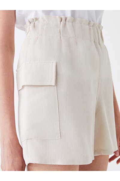 LC Waikiki Standart Fit Düz Keten Karışımlı Kadın Şort