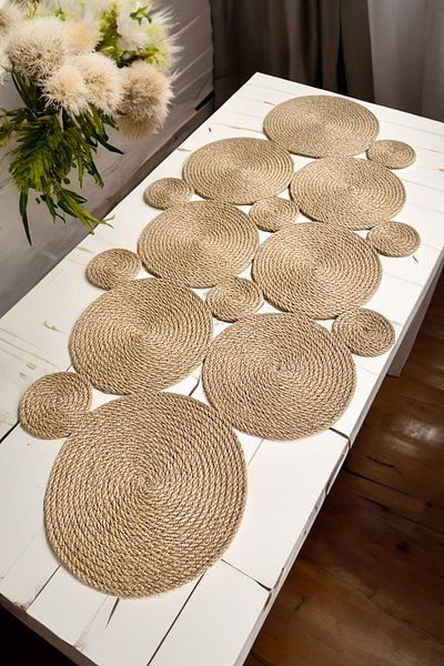Homever Repatt 120x55cm Ψάθινη Γιούτα Σαλόνι Κουζίνα Τραπέζι Κάλυμμα Τραπεζιού Σαλονιού / Runner / Runner