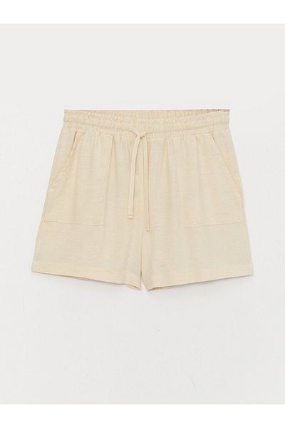 LC Waikiki Damen-Shorts – Standard-Passform, einfarbige Leinenmischung