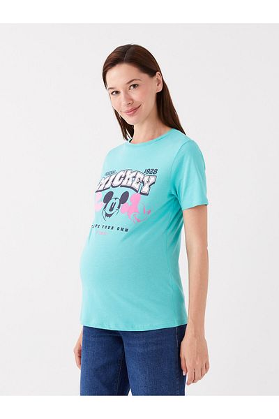 LC Waikiki Mickey-Mouse-bedrucktes Umstands-T-Shirt mit Rundhalsausschnitt – kurze Ärmel