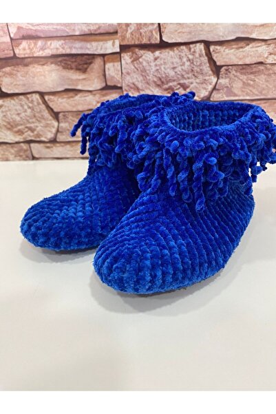 DmrTuhafiye El Yapımı Kadife Panduf Ev Terliği - 27-28 Lacivert