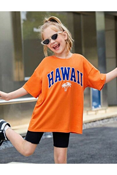 MORNİNG KİDS Tricou pentru copii cu imprimeu HAWAII portocaliu