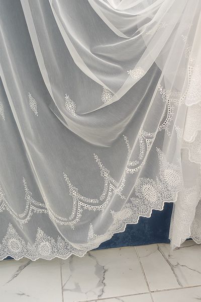 Briz Perde New Season Linen Look, No Iron, Sprinkle Pattern 1x2 Sparsely Pleated Tulle Curtain