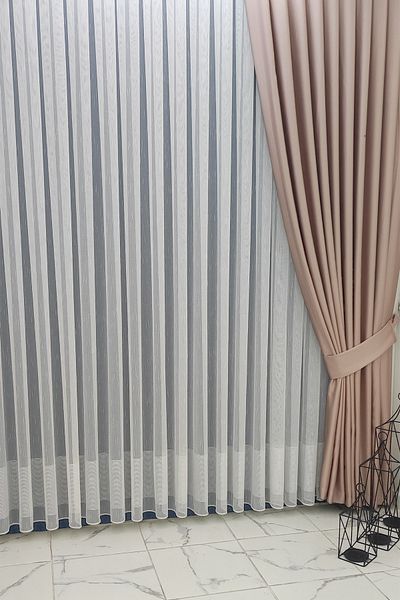 Briz Perde New Season - 1x2 Sparse Pleated Tulle Curtain with Skirt Detail and Ironing Free