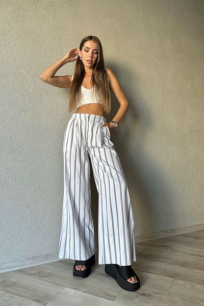 Seda Yalçın Atelier White Double Striped Trousers