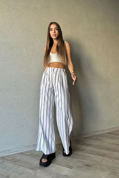 Seda Yalçın Atelier White Double Striped Trousers