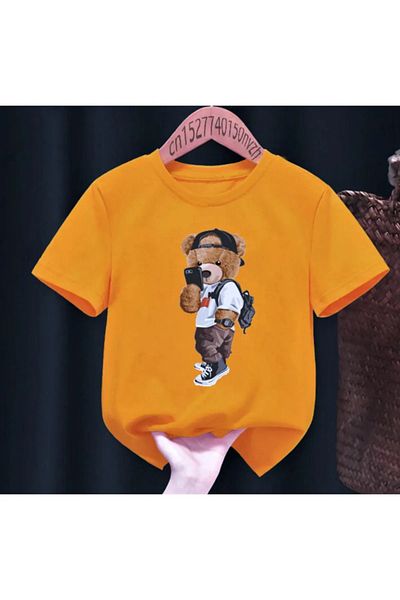 Revasser Unisex Teddy Bear Special Printed Girl/Boy Combed Cotton Crew Neck T-Shirt