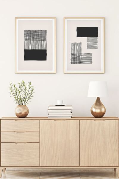 huhuli Ahşap Çerçeveli Soyut Tablo