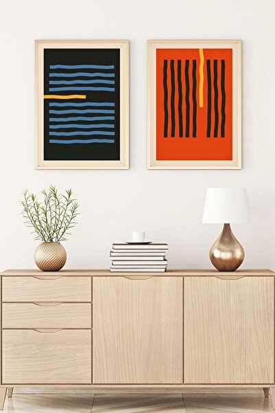 huhuli Ahşap Çerçeveli Soyut Tablo