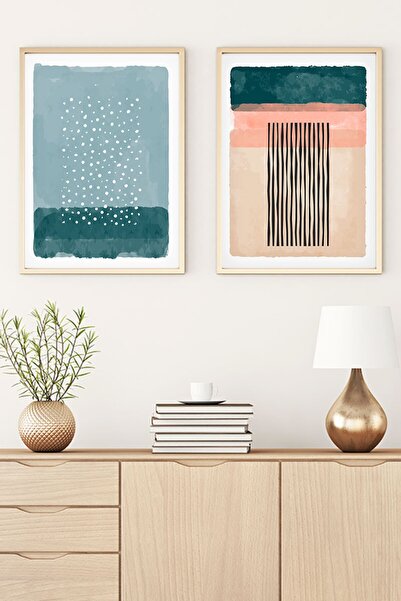 huhuli لوحة تجريدية مع إطار خشبي