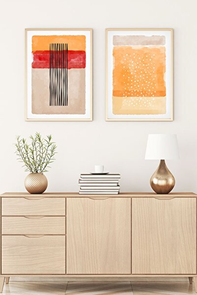 huhuli Ahşap Çerçeveli Soyut Tablo