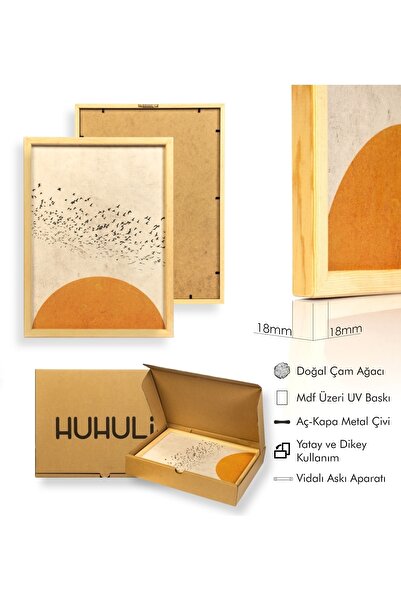 huhuli Ahşap Çerçeveli Soyut Tablo