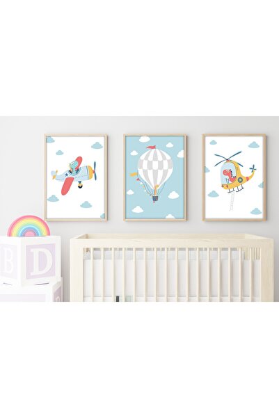 huhuli Ahşap Çerçeveli Çocuk Odası Tablo Set