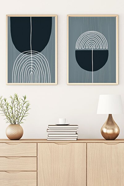 huhuli لوحة تجريدية مع إطار خشبي