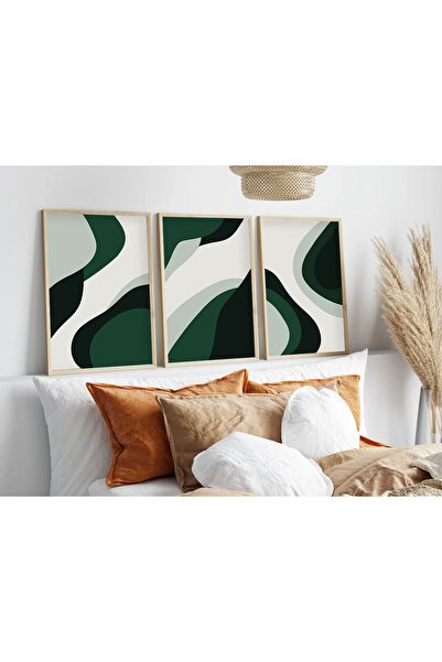 huhuli Pictură minimalistă din 3 piese cu cadru din lemn