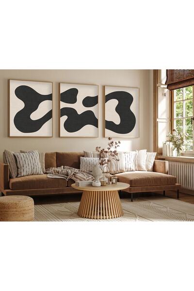 huhuli Ahşap Çerçeveli Minimalist 3’lü Tablo