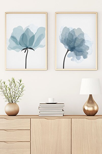 huhuli Pictură abstractă din 2 piese cu cadru din lemn