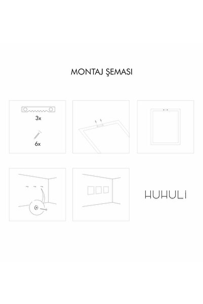 huhuli Ahşap Çerçeveli Minimalist Tablo Set