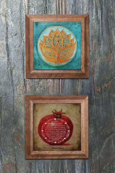 Oscar Stone Decor Decor de perete de piatră cu rame din lemn 28x28 cm set de ...
