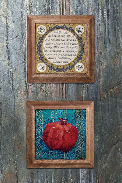 Oscar Stone Decor Ahşap Çerçeveli Taş Duvar Dekoru 28x28 Cm 2'li Set (480-166...