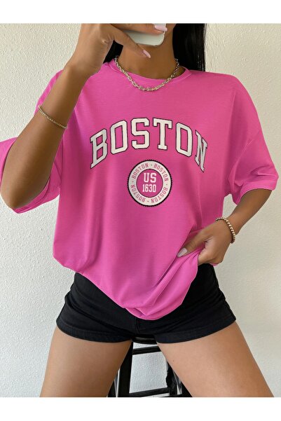 Machetta Büyük Beden Us 1960 Boston Baskılı Oversize T-shirt