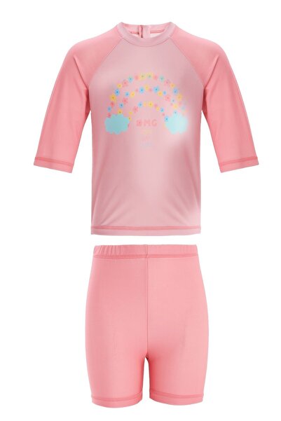 Remsa Mayo Shorts T-Shirt Girl's Sea Pool Swimsuit Remsa Mayo Arıo 1 5442 Pink