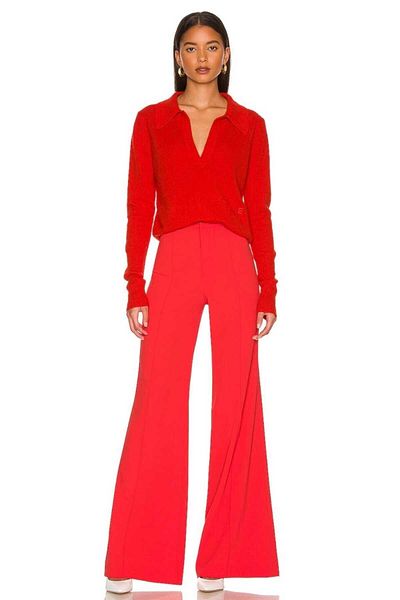 Zagrep Women's Red Color Wide Leg Crepe Imported Fabric Long Pants