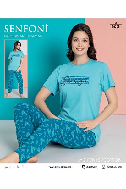 SENFONİ 10201 LYC PENYE СИН ПИЖАМА С КЪСИ РЪКАВИ