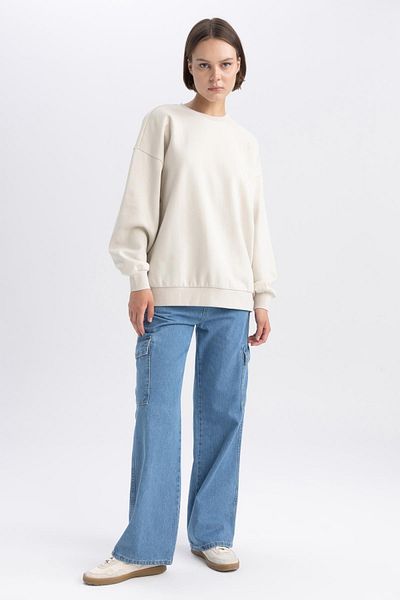 DeFacto Back to School Oversize Sweatshirt - Wide Fit, Crew Neck, Thick Fabric Y1346Az23Wn