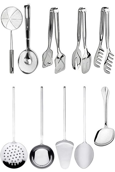 Trouvaille 10 Piece Presentation Preparation Service, Colander, Pasta Tongs, Cake Tongs, Salad Tongs Kitchen Set