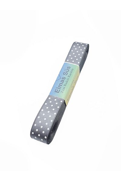 E Elmas Polka Dot Satin Ribbon 2cm - 10m - Smoked
