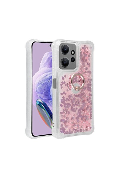 ZM STORE Xiaomi Redmi Note 12 Pro 4G Kılıf Renkli Simli Sıvılı Yüzük Standlı ...