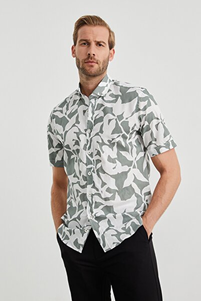 PAULMARK Navy Blue Floral Shirt