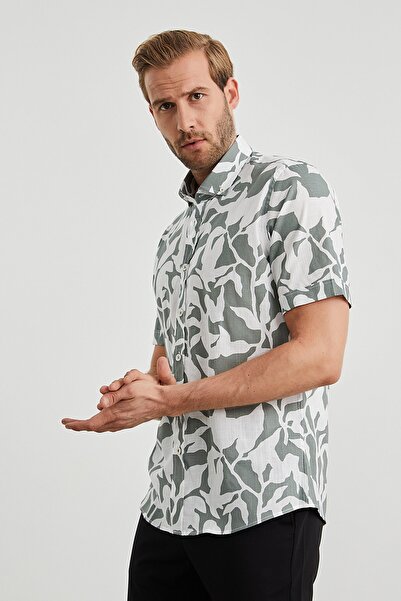 PAULMARK Navy Blue Floral Shirt