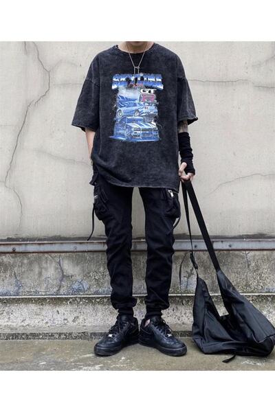 Touz Vyprané tričko Nissan GT Head Printed Oversize Vintage