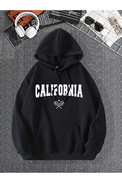 Revasser Unisek Siiah California Baskılı Oversized Kapüsonlu duks