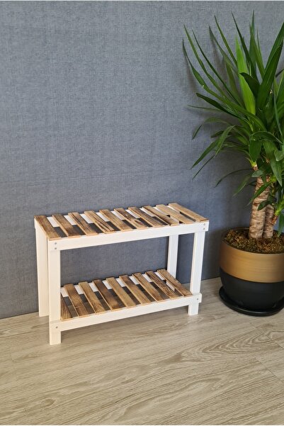 EGN WOODS 2'Lİ AHŞAP AYAKKABILIK ANTRE HOL DÜZENLEYİCİ RAF, ÇİÇEKLİK