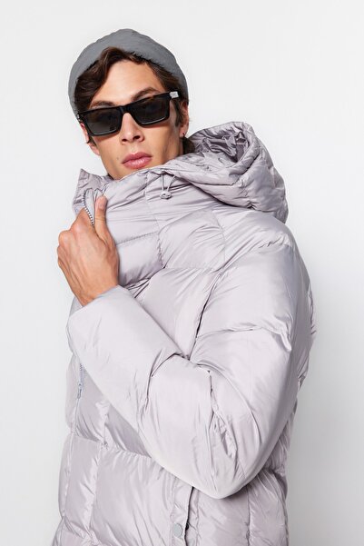 Trendyol Collection Light Gray Oversize Puffer Jacket - Water and Wind Resistant, Winter Tmnaw23Mo00086