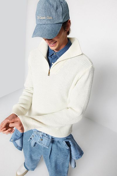 Trendyol Collection Ecru Rollkragenpullover mit Reißverschluss – Regular Fit TMNAW22KZ0347