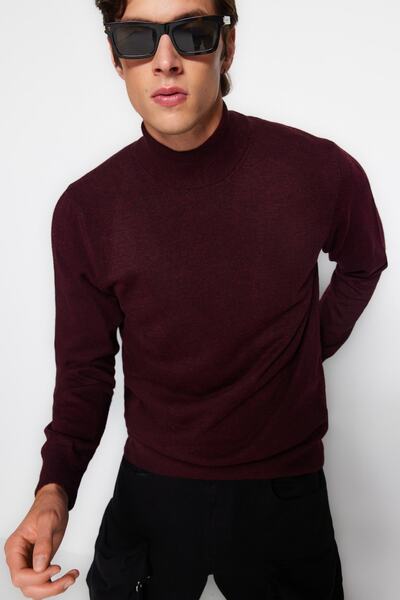 Trendyol Collection Half Turtleneck Claret Red Slim Fit Knitwear Sweater - Tmnaw21Kz1595