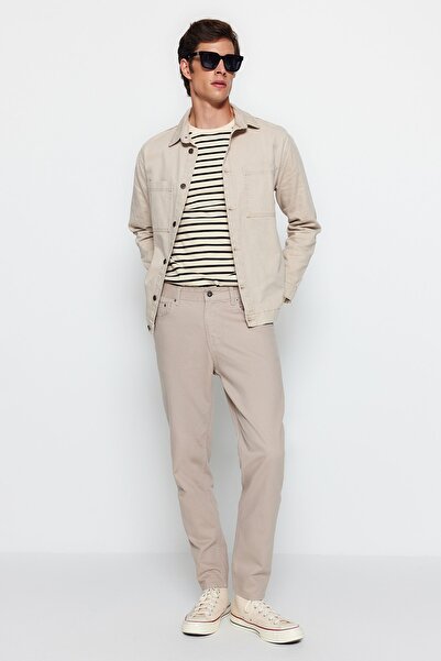 Trendyol Collection Μπεζ 100% βαμβάκι Relax Fit Boyfriend Jeans Τζιν παντελόνι TMNAW23JE00043