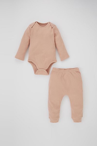 DeFacto Ribbed Baby Girl Bodysuit - Snap Camisole, 2-Piece Set A7102a523au
