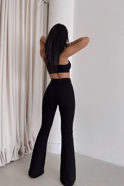 Tebessüm Life Sochi Black Highbel Flare Flare Pants