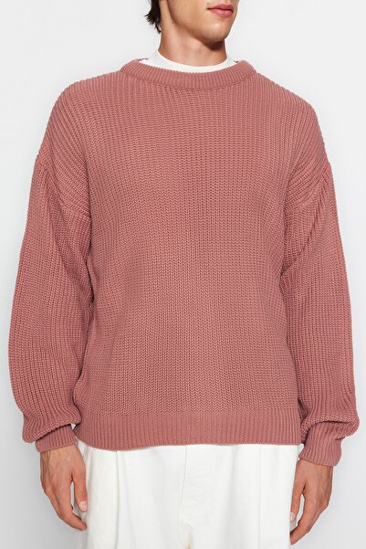 Trendyol Collection Πλεκτό πουλόβερ Unisex Dusty Rose Crew Neck Oversize - TMNAW23KZ00189