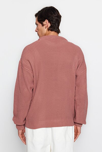 Trendyol Collection Πλεκτό πουλόβερ Unisex Dusty Rose Crew Neck Oversize - TMNAW23KZ00189