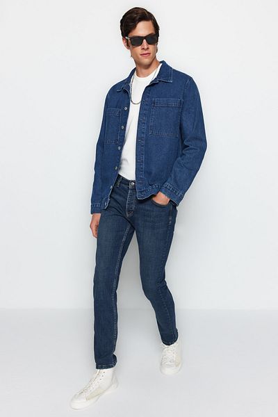 Trendyol Collection Sötétkék Skinny Fit rugalmas szövet Slim Fit Jeans Farmer nadrág TMNAW22JE0311